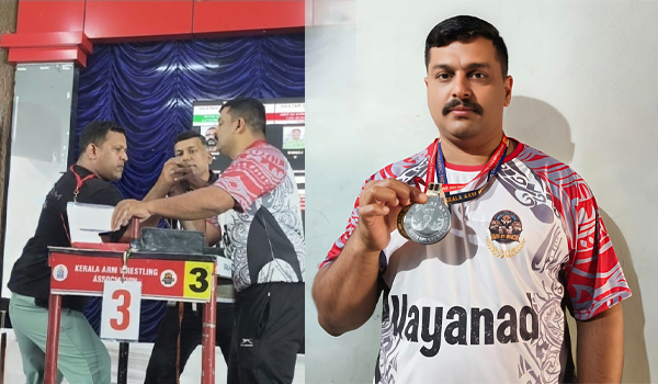 സംസ്ഥാന ആം റെസ്‌ലിങ്: വൈത്തിരി സ്റ്റേഷനിലെ സി.പി.ഒ എം. ഖാലിദിന് വെള്ളി മെഡൽ; ദേശീയ ചാമ്പ്യൻഷിപ്പിലേക്ക് യോഗ്യത